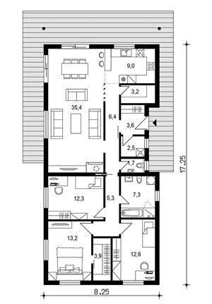 rd-103-projekt-uzkeho-bungalovu-podorys